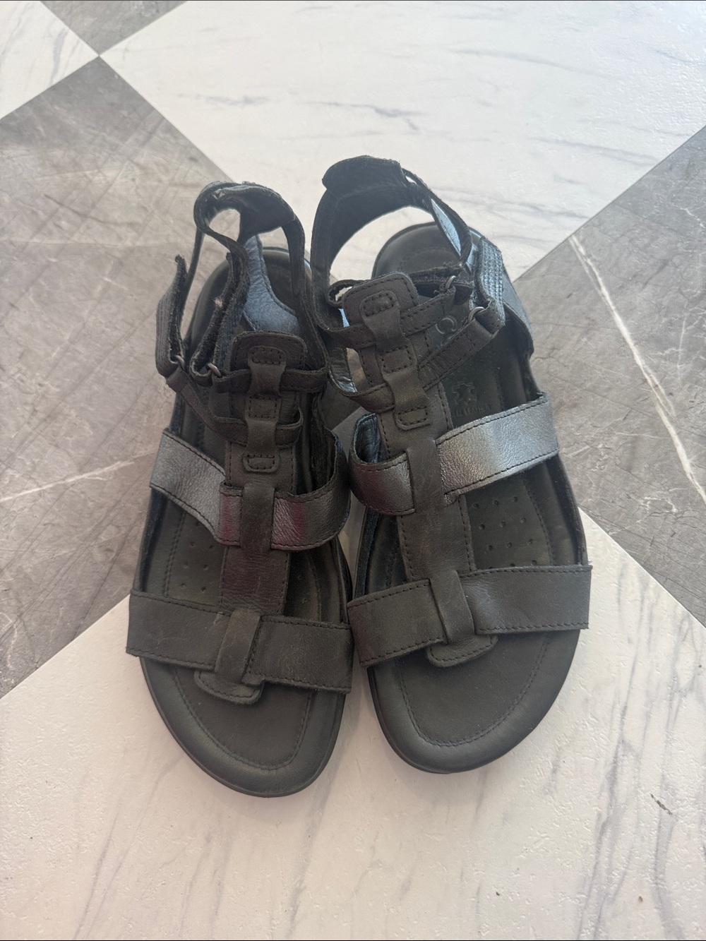 Ecco Black Leather Strappy Sandals